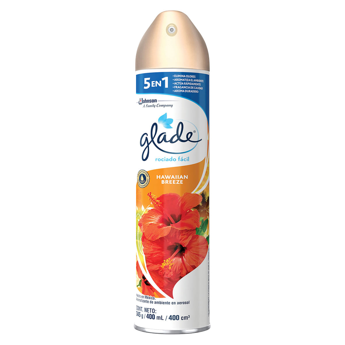 Aromatizante Glade Hawaiian Breeze 5 En 1 Aerosol X 400 Ml.