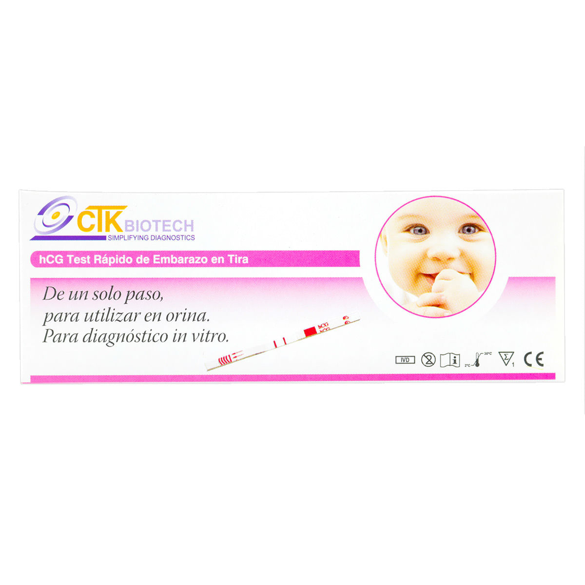 Test Rápido de Embarazo en Tira CTK Biotech Caja x 1 Ud.