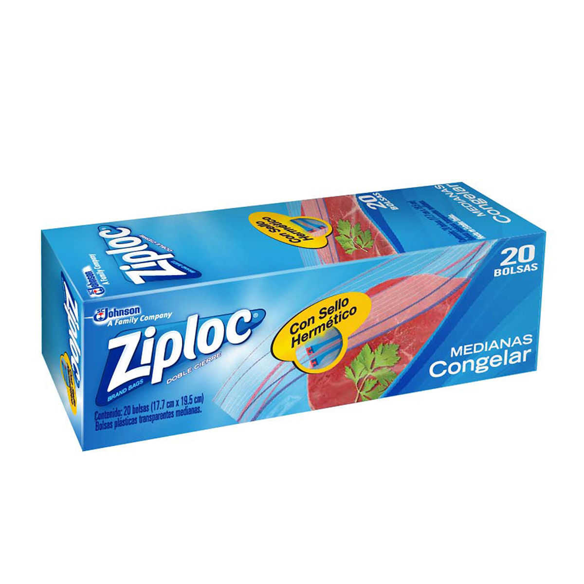 Bolsas Herméticas Ziploc Medianas Congelar Caja x 20 Uds