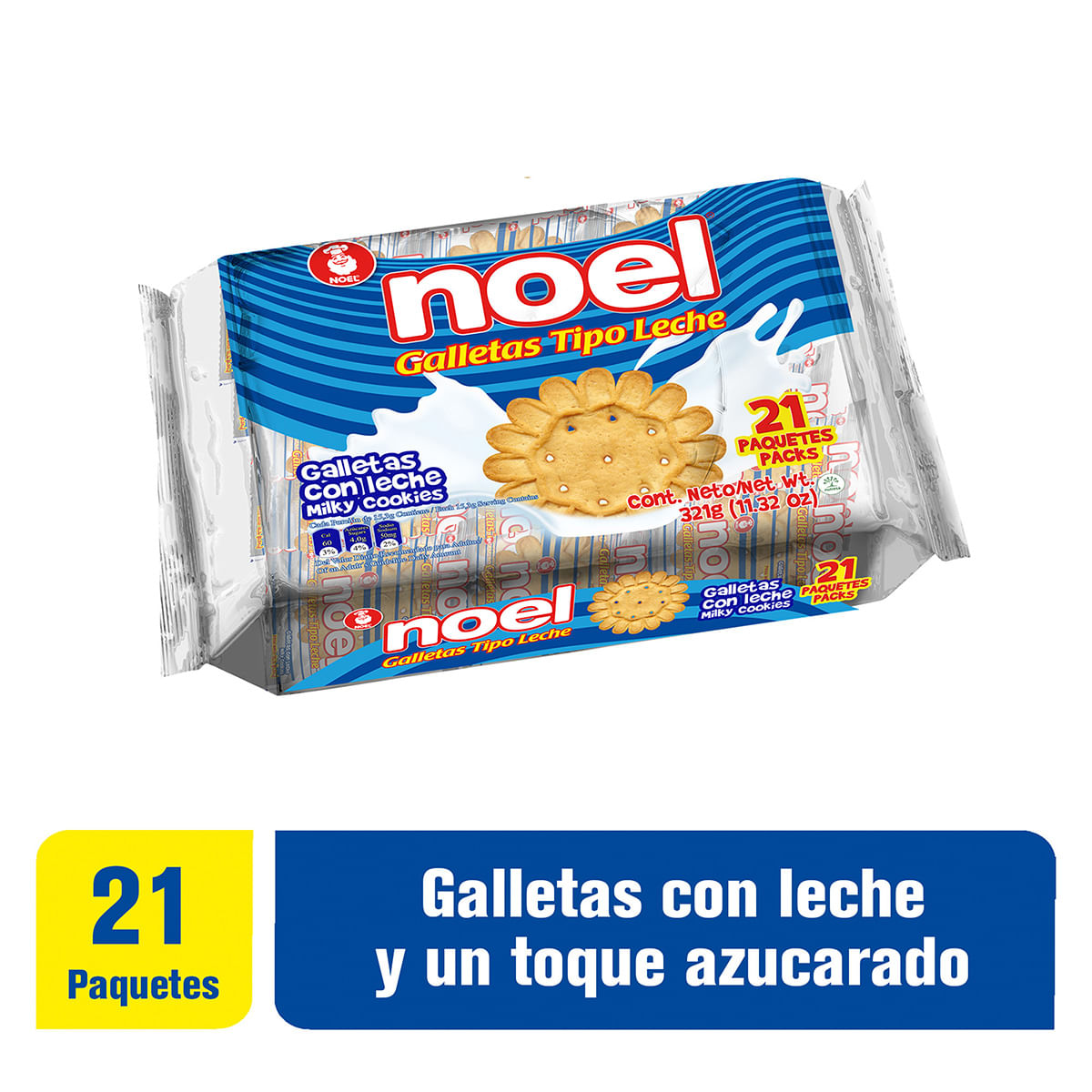 Galletas Noel Tipo Leche Paquete x 321 g x 21 Uds