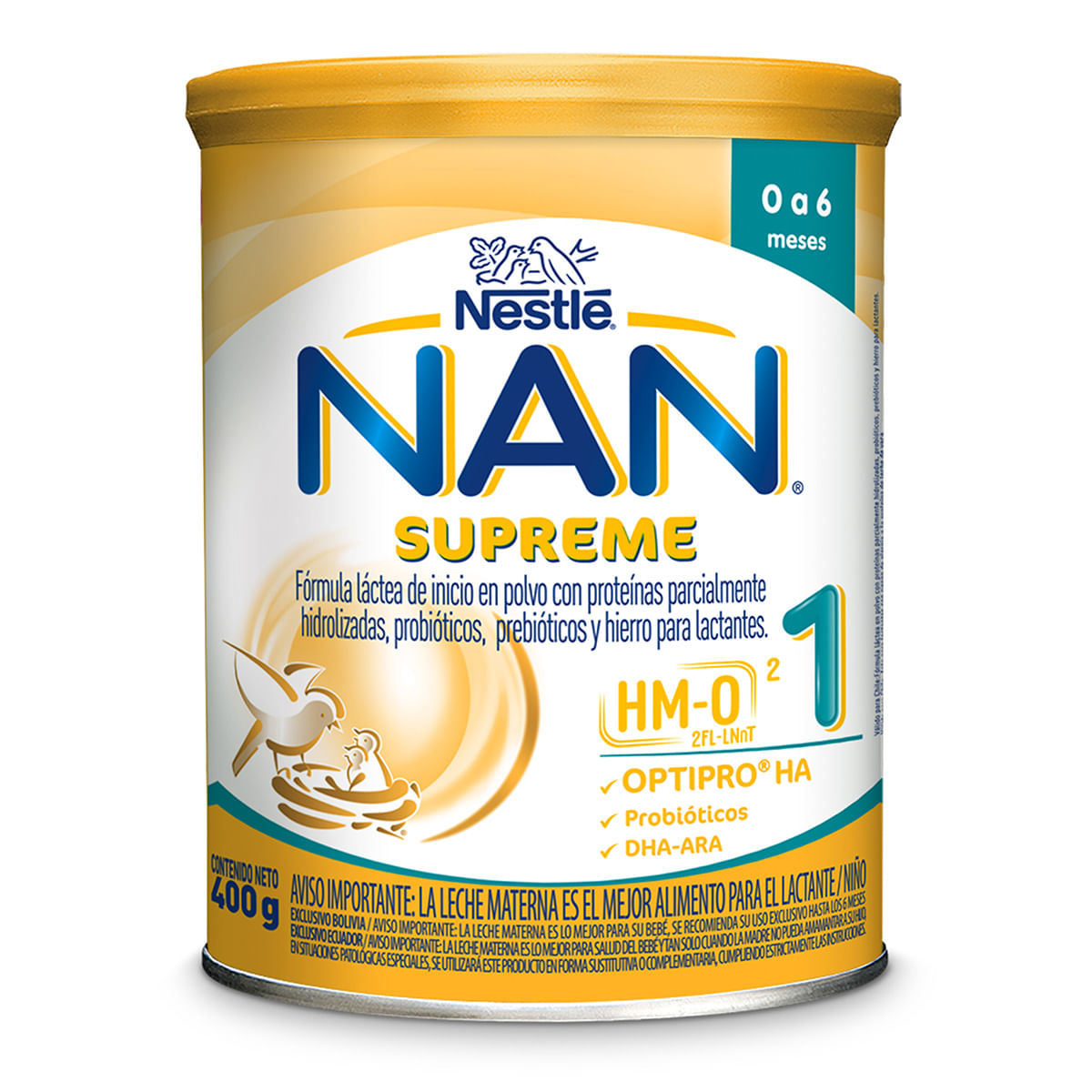 Fórmula Láctea Nan Nestlé Supreme Hm-O 1 0-6 Meses Polvo Tarro X 400 G.