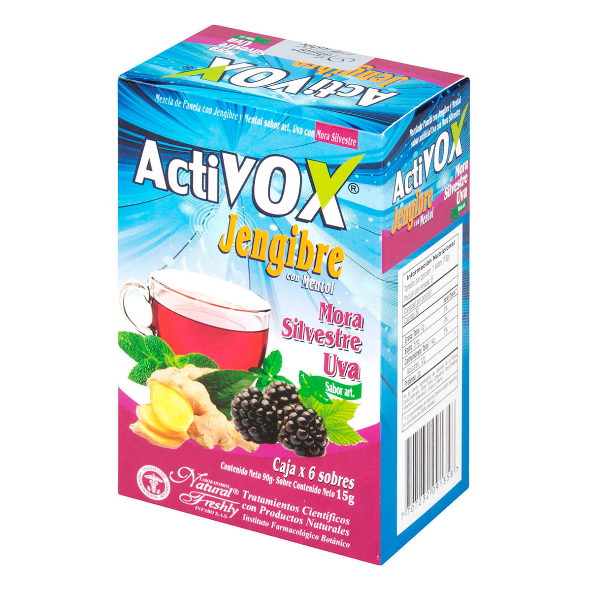 Mezcla Activox Jengibre Natural Freshly Mora Silvestre Y Uva Sobre X 15 Caja X 6 Uds.