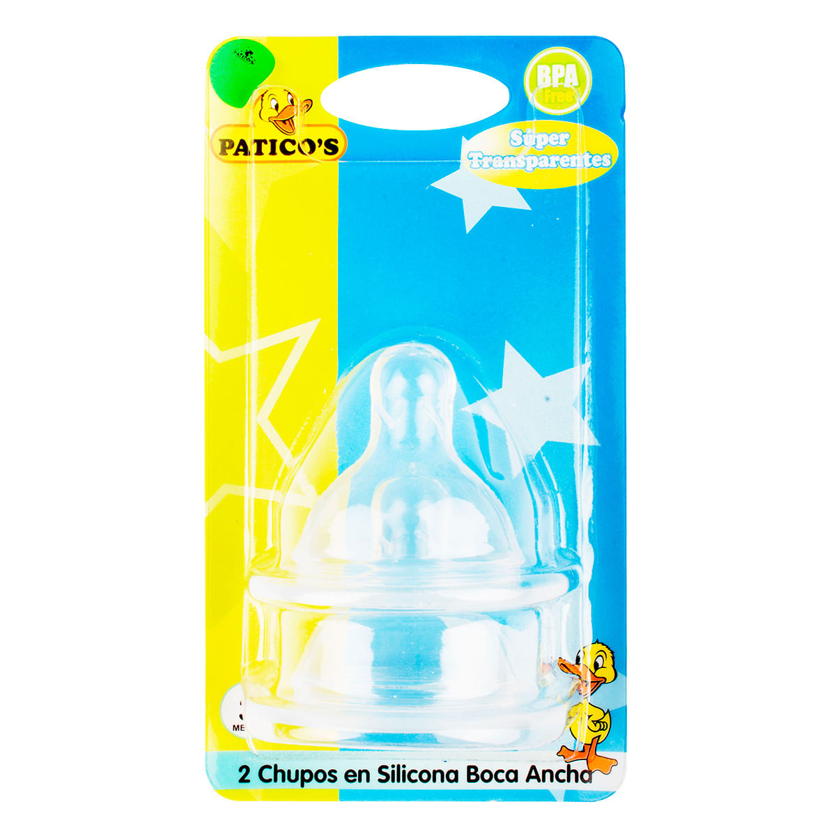 Chupo para Biberón Paticos Silicona Boca Ancha Blister x 2 Uds