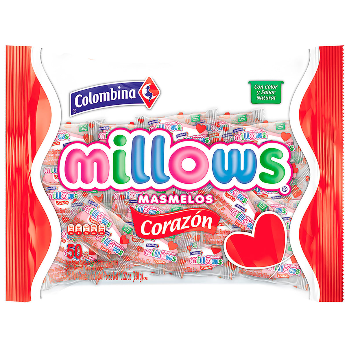 Masmelos Millows Corazón Paquete x 290 g x 50 Uds