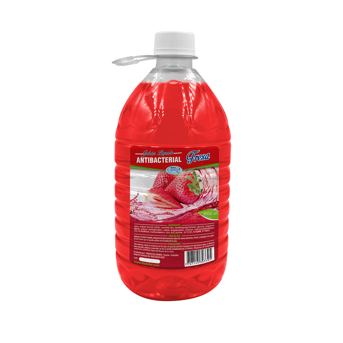 Jabón Líquido Chenier Antibacterial Fresa Galón x 2000 mL.