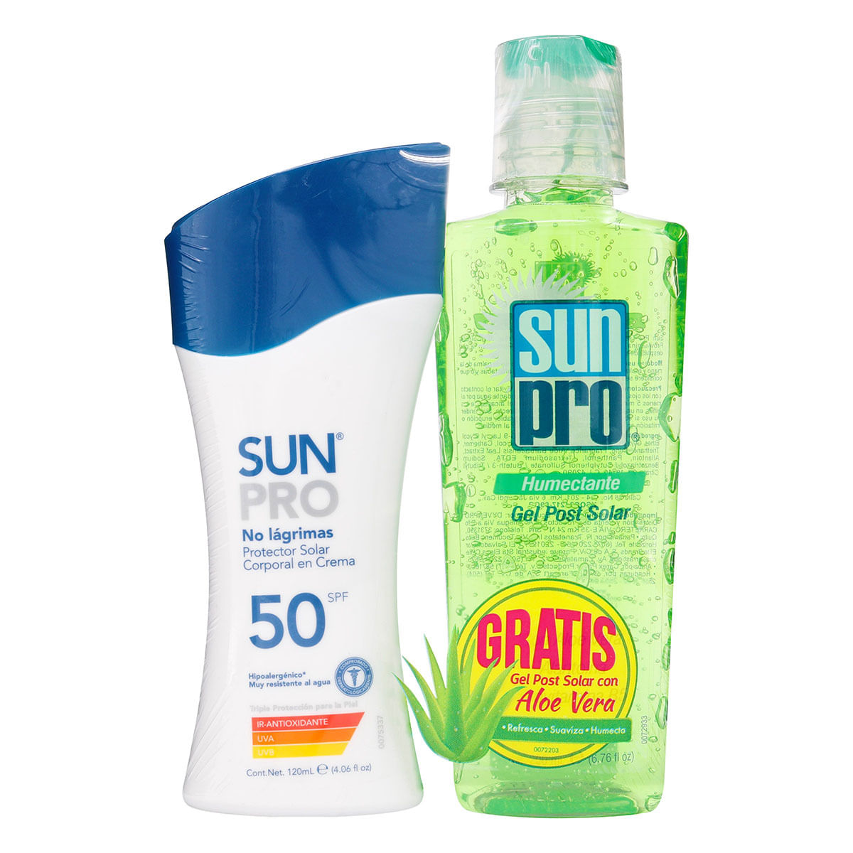 Protector Solar Sun Pro Spf 50 Frasco X 120 Ml + Gel Post Solar Sun Pro Con Aloe Vera Frasco X 200 Ml Super Oferta