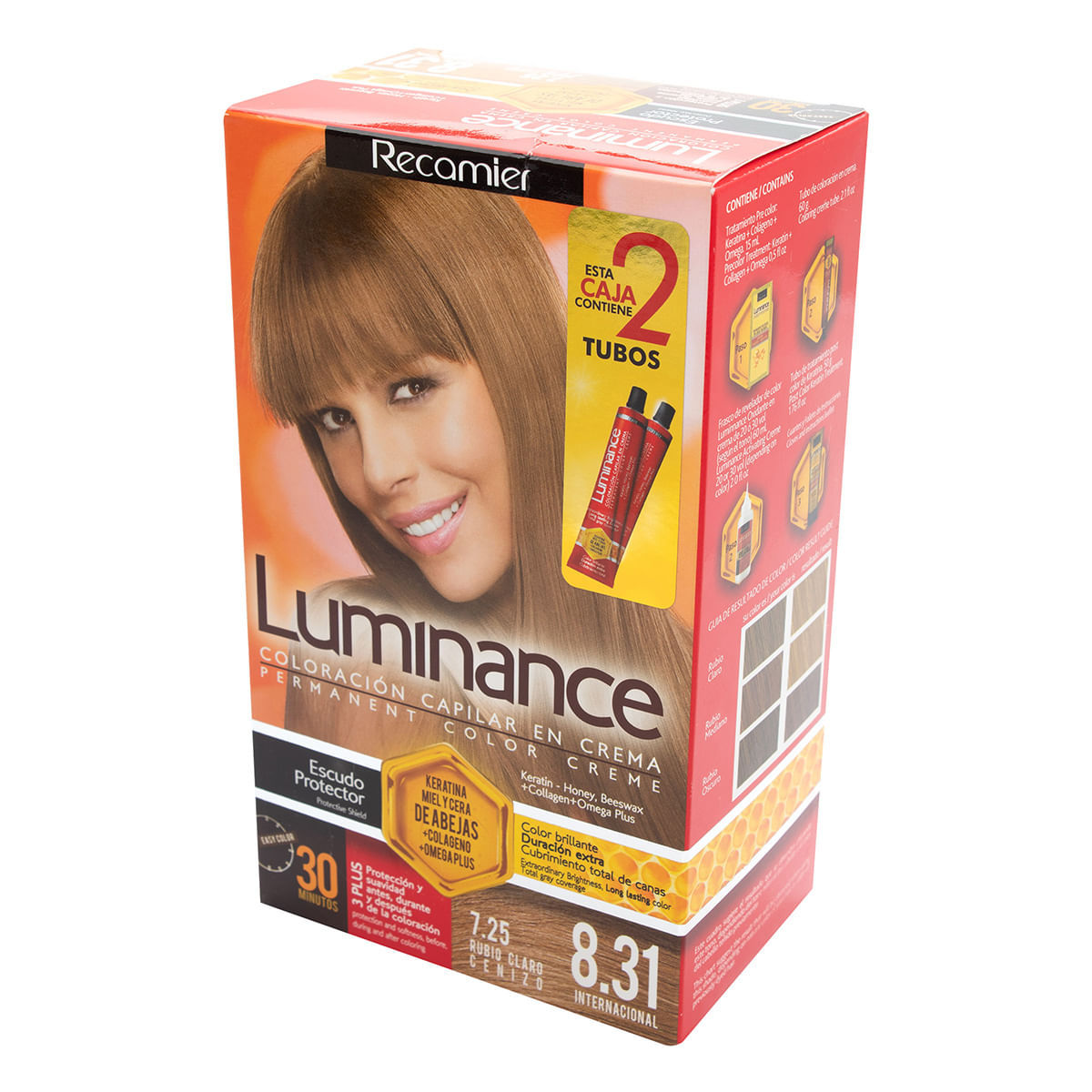 Tinte Permanente Luminance 3 Plus 7.25 Rubio Claro Cenizo 2 Tubos x Caja.