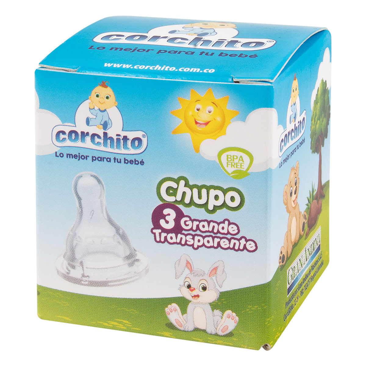 Chupo Corchito N-3 Grande Transparente Caja x 1 Ud.