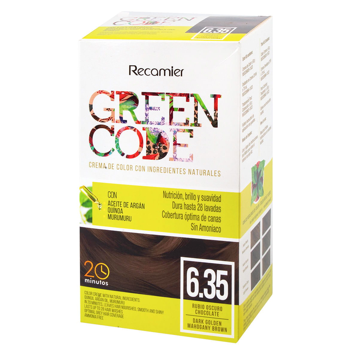 Tinte Permanente Green Code Kit 6.35 Rubio Oscuro Chocolate x Caja.