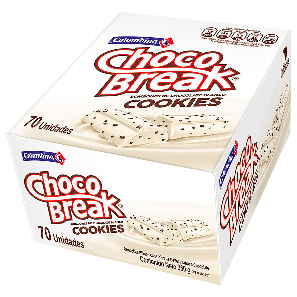 Bombones De Chocolate Choco Break Blanco Cookies Caja X 350 G X 70 Uds.