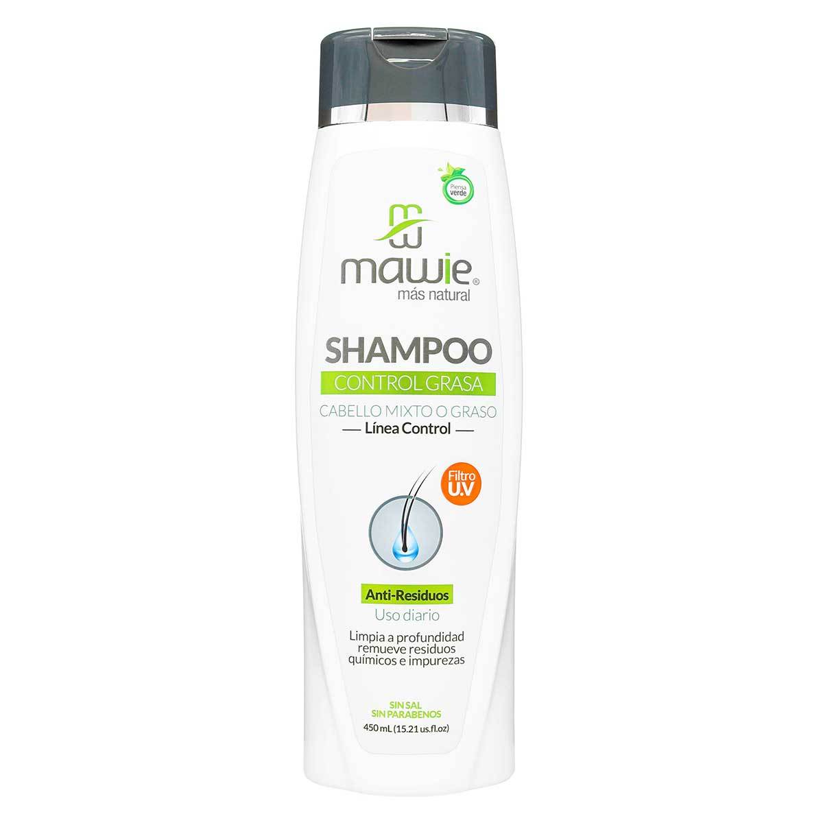 Shampoo Control Grasa Mawie Línea Control Anti-Residuos Frasco x 450 mL.