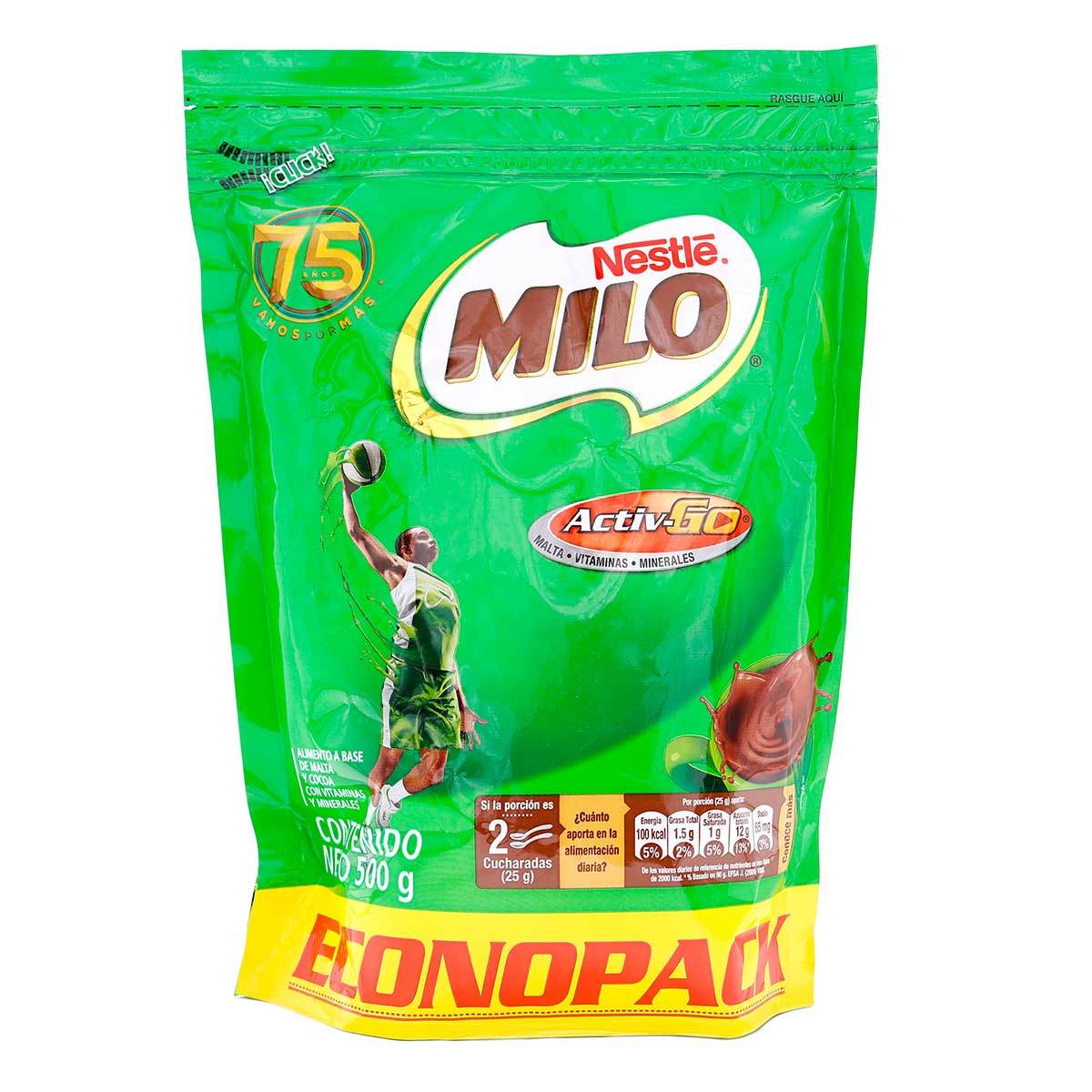 Alimento Milo Nestlé Activ-Go Doypack x 500 g Econopack.