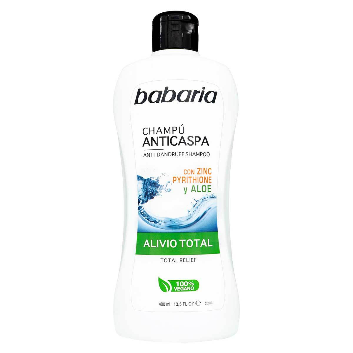 Champú Anticaspa Babaria con Zinc y Aloe Vera Frasco x 400 mL.
