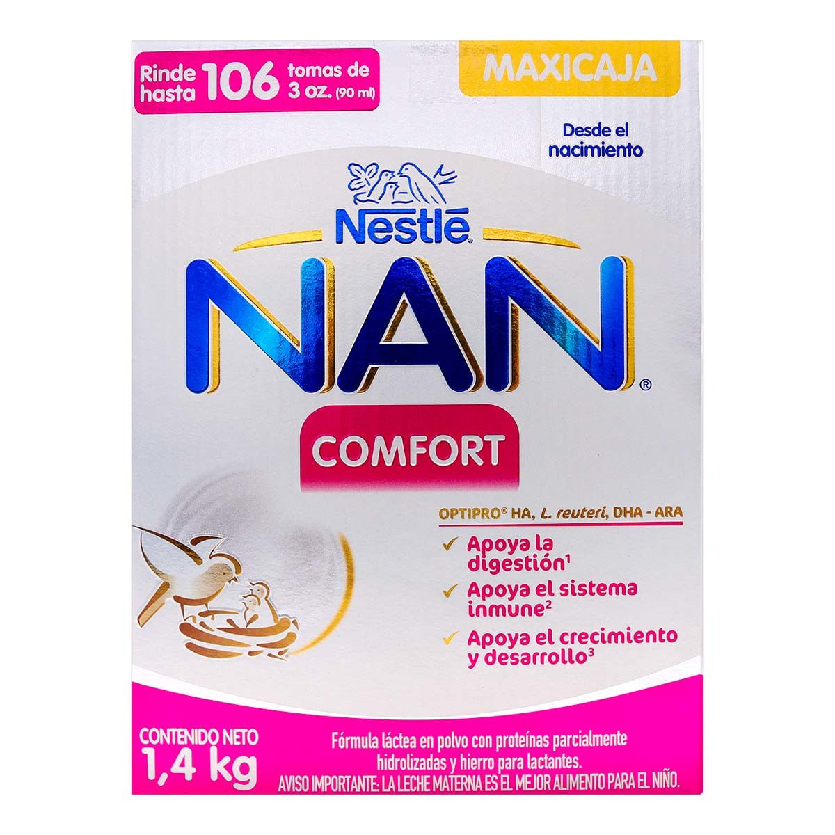 Fórmula Láctea Nan Comfort Desde El Nacimiento Polvo Caja X 1.4 Kg.