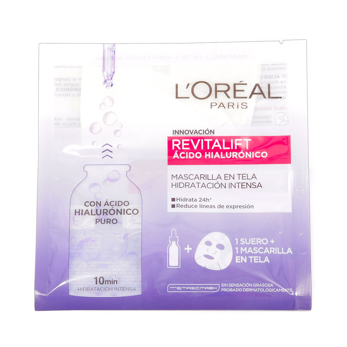 Mascarilla Facial LOréal Paris en Tela Revitalift Ácido Hialurónico Sobre x 1 Ud
