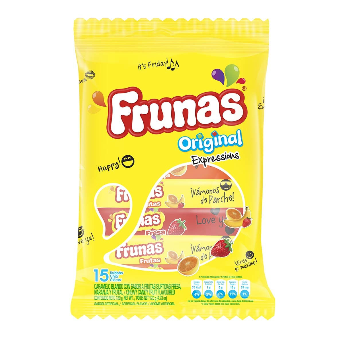 Caramelo Blando Frunas Original Expressions En Barra Paquete X 120 G X 15 Uds.