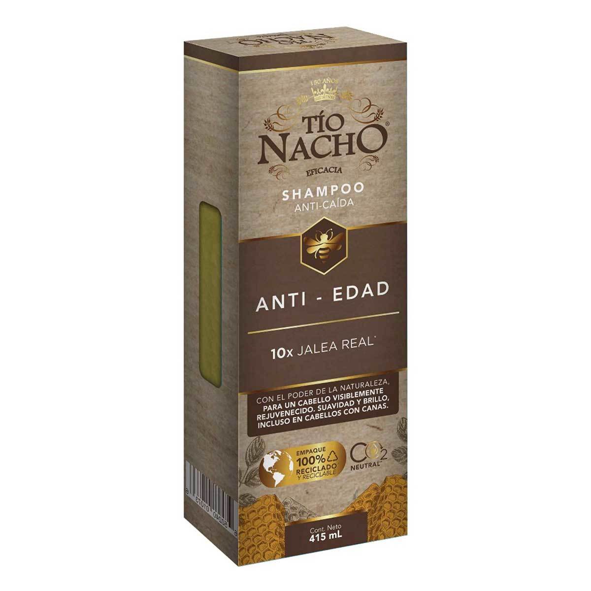 Shampoo Tío Nacho Jalea Real y Extractos Naturales Anti Edad Frasco x 415 mL.