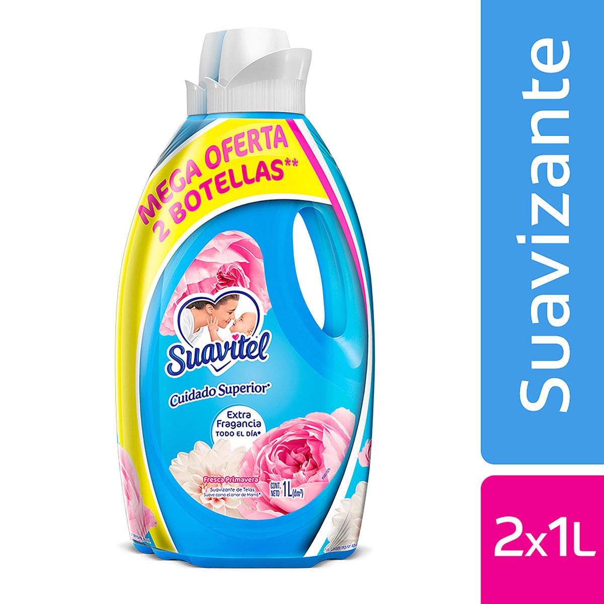 Suavizante Suavitel Fresca Primavera Frasco x 1 L x 2 Uds Mega Oferta.