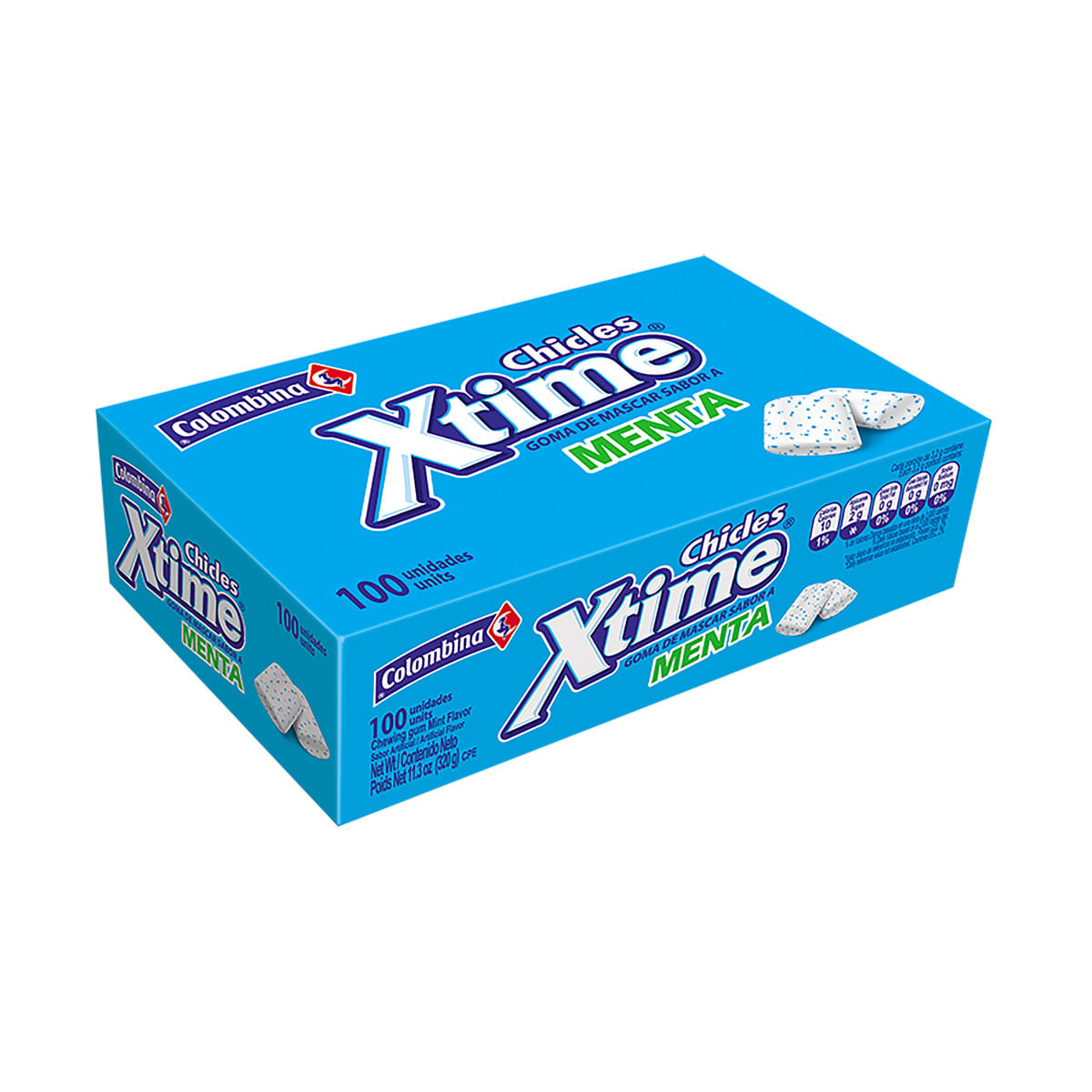 Chicles Xtime Menta Caja X 320 G X 100 Uds.