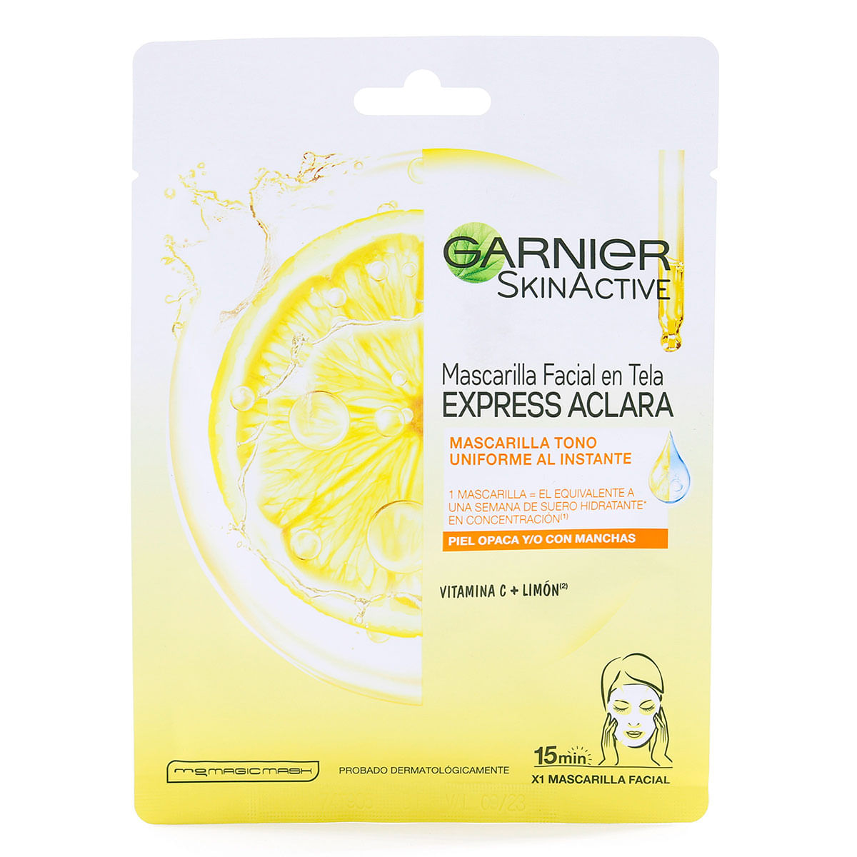 Mascarilla Facial Garnier SkinActive Express Aclara en Tela Sobre x 1 Ud.