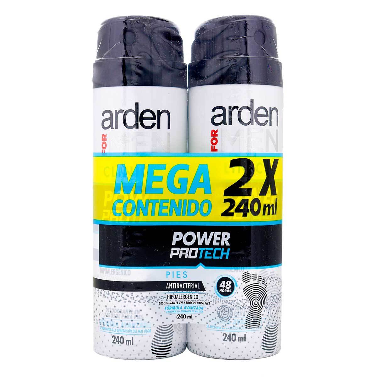 Desodorante para Pies Arden For Men Clinical Power Protech Antibacterial Aerosol x 240 mL.