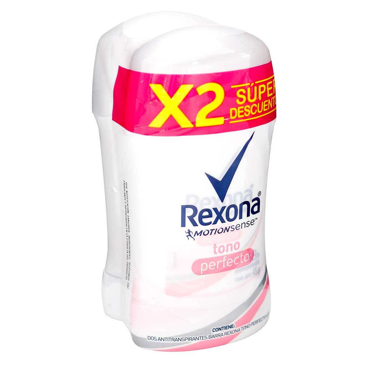Antitranspirante Rexona Mujer Motionsense Tono Perfecto Barra x 45 g x 2 Uds Súper Descuento.