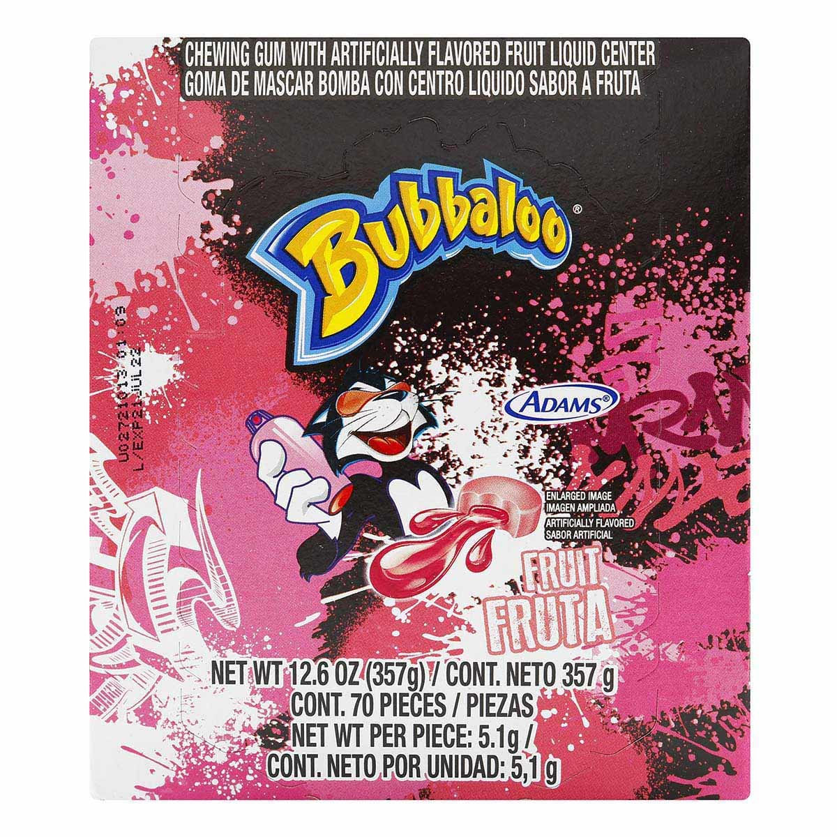 Goma de Mascar Bubbaloo Fruta Caja x 357 g 70 Uds