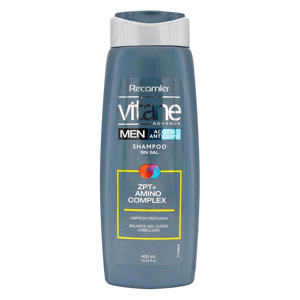 Shampoo Vitane Men Acción Anticaspa Frasco x 400 mL.