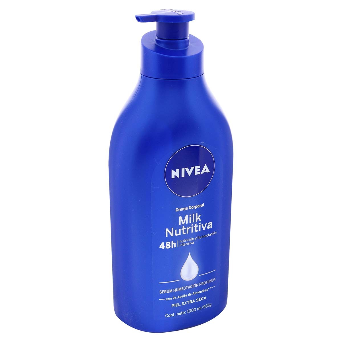 Crema Corporal Nivea Milk Nutritiva Piel Extra Seca con Aceite de Almendras Frasco x 1L.