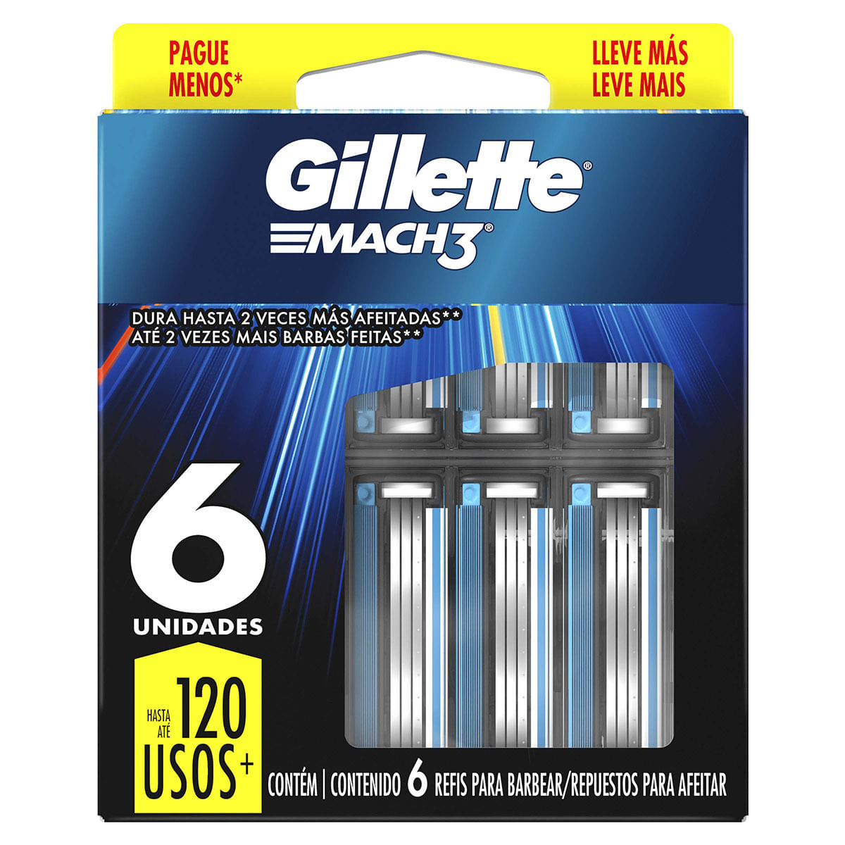 Cartuchos para Afeitar Gillette Mach 3 Turbo Caja x 6 Uds Precio Especial.