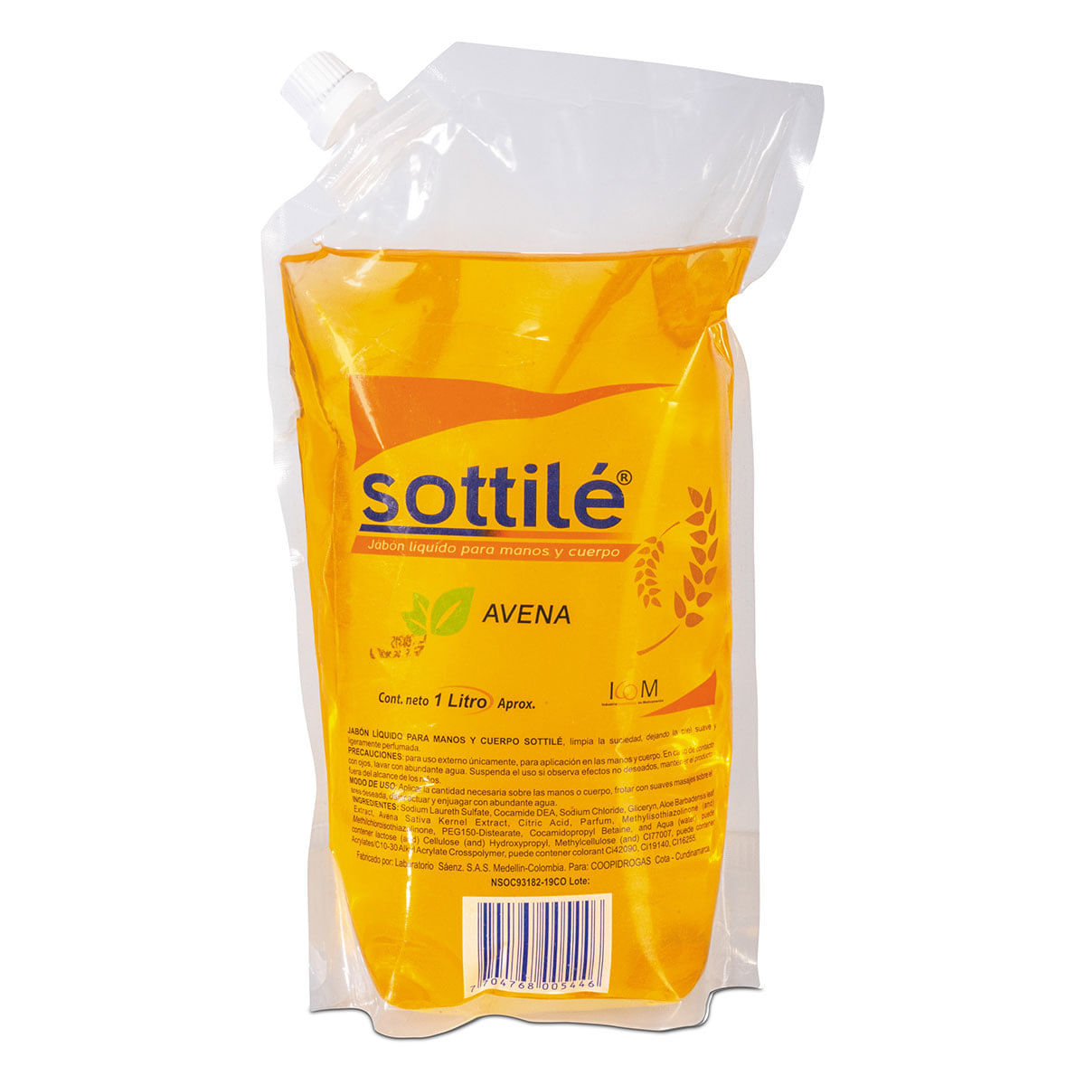 Jabón Líquido Icom Sottilé Avena Doypack X 1000 Ml.