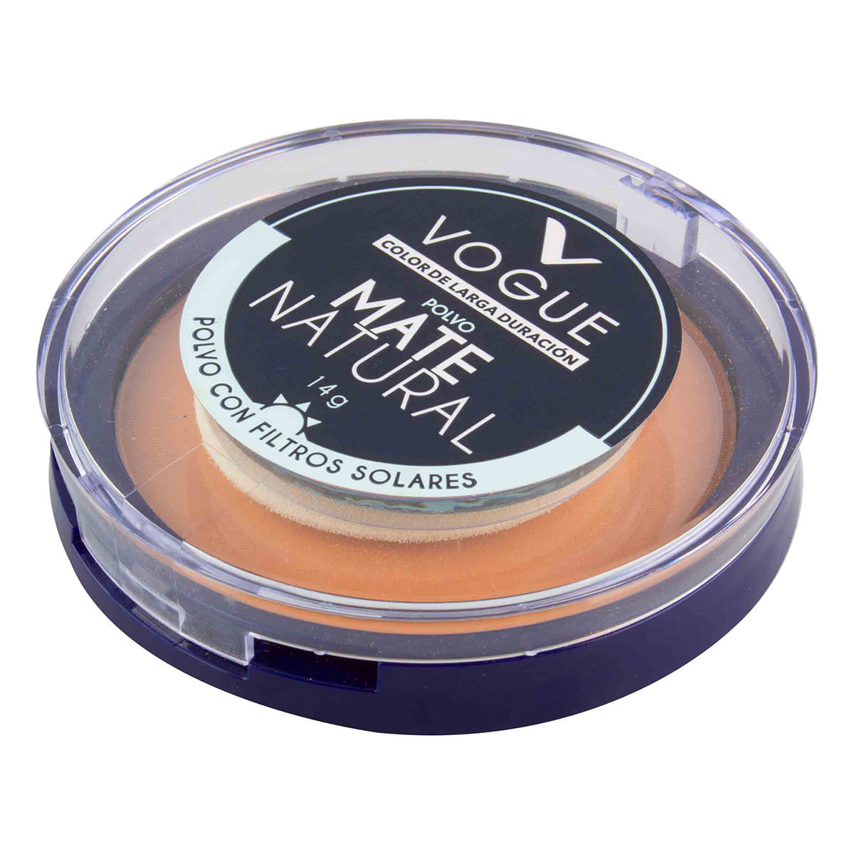 Polvo Compacto Vogue Larga Duración Mate Natural Filtro Solar Tono Canela Empaque x 14 g.