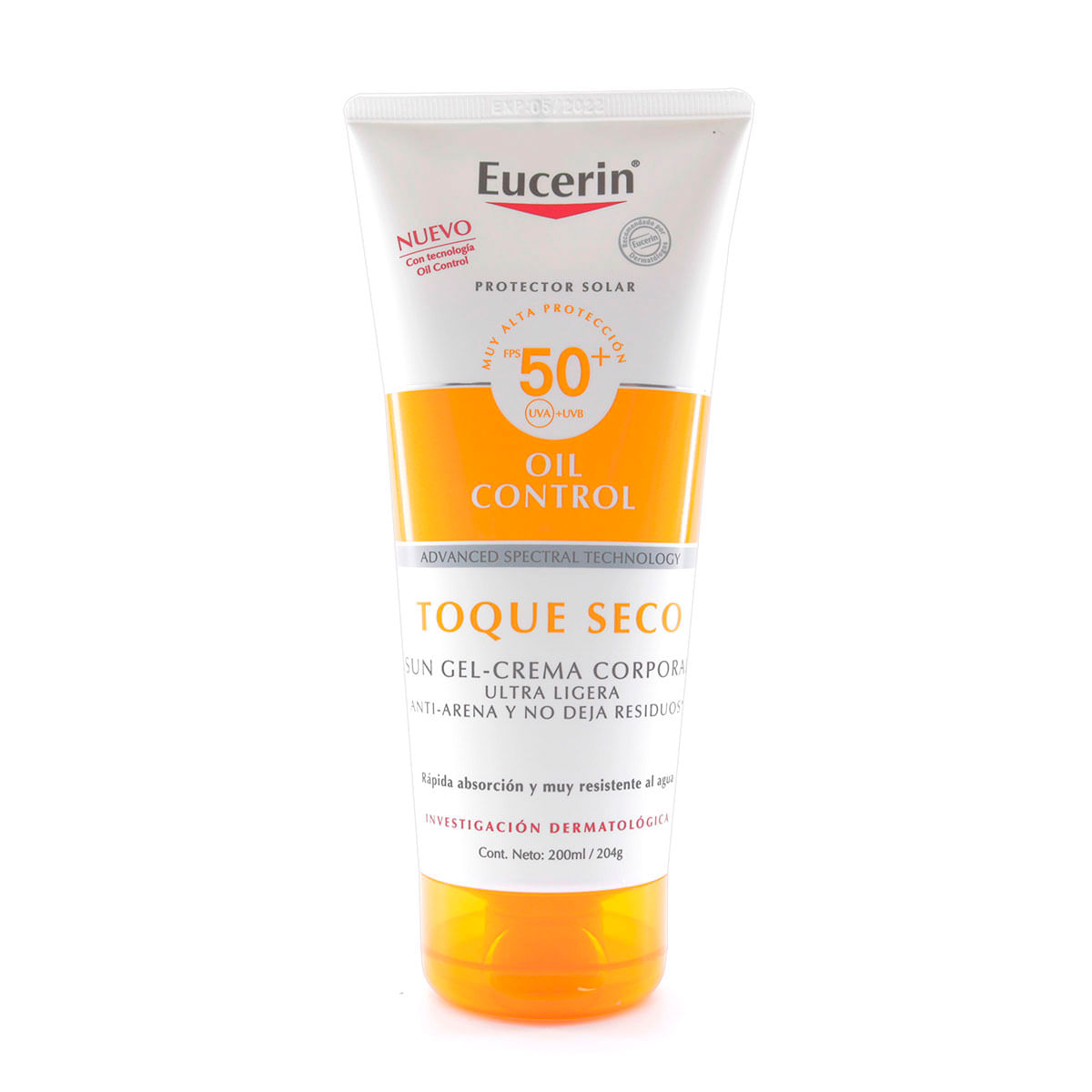Protector Solar Corporal Eucerin Toque Seco Fps 50 Tubo X 200 Ml.