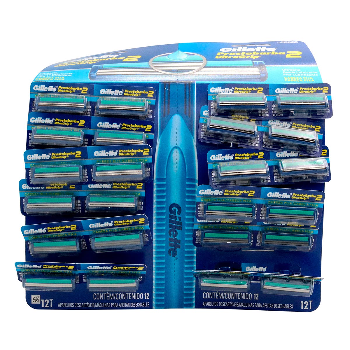 Máquina Para Afeitar Gillette Prestobarba Ultra Grip 2 Hojas Azul Blister X 24 Uds.