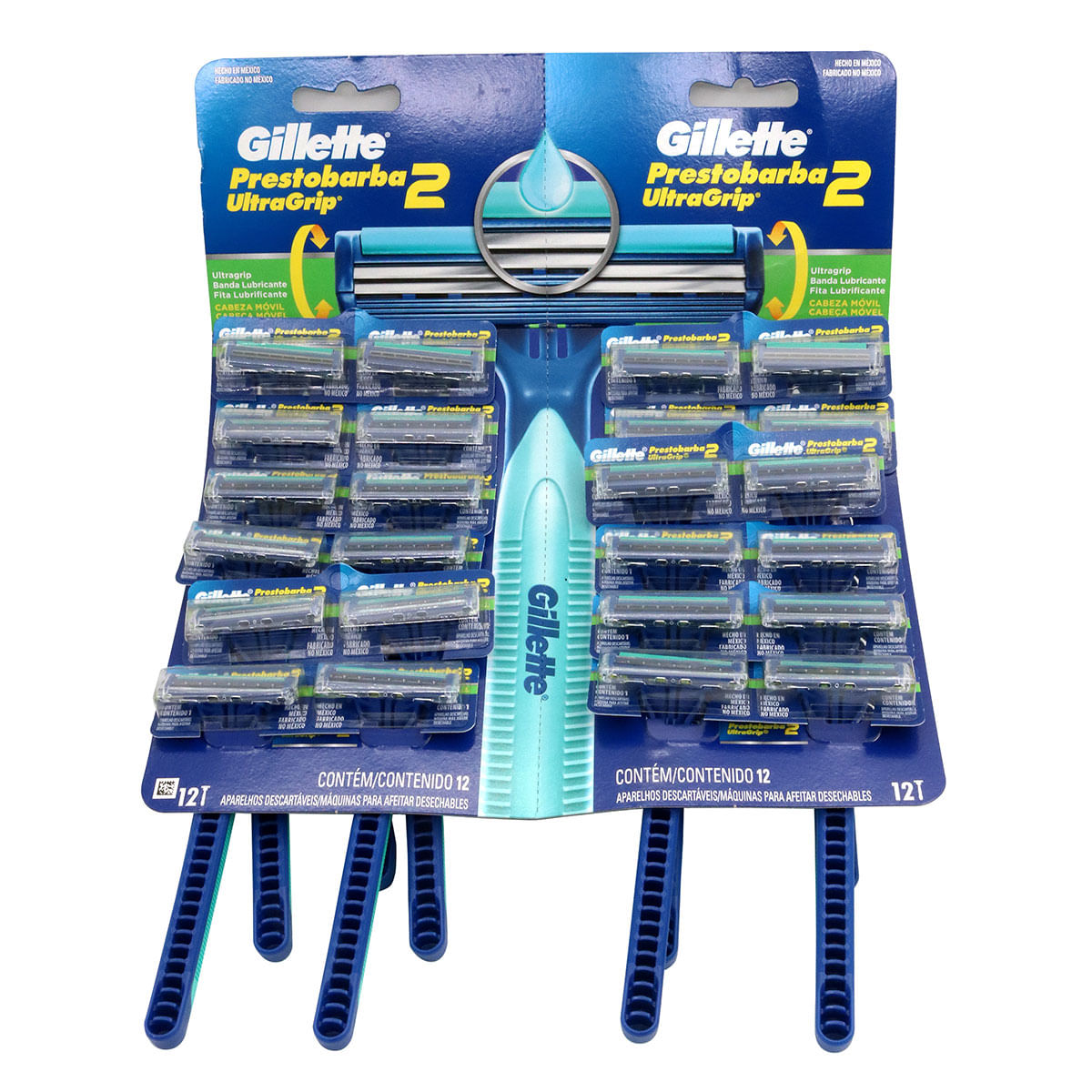 Máquina Para Afeitar Gillette Prestobarba Ultra Grip 2 Hojas Verde Blister X 24 Uds.