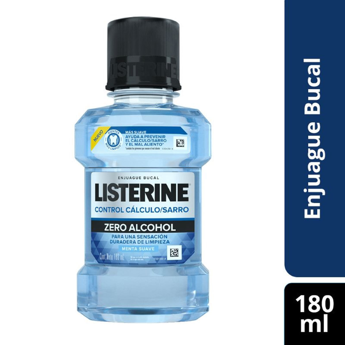 Enjuague Bucal Listerine Control Cálculo Zero Alcohol Menta Suave Frasco x 180 mL.