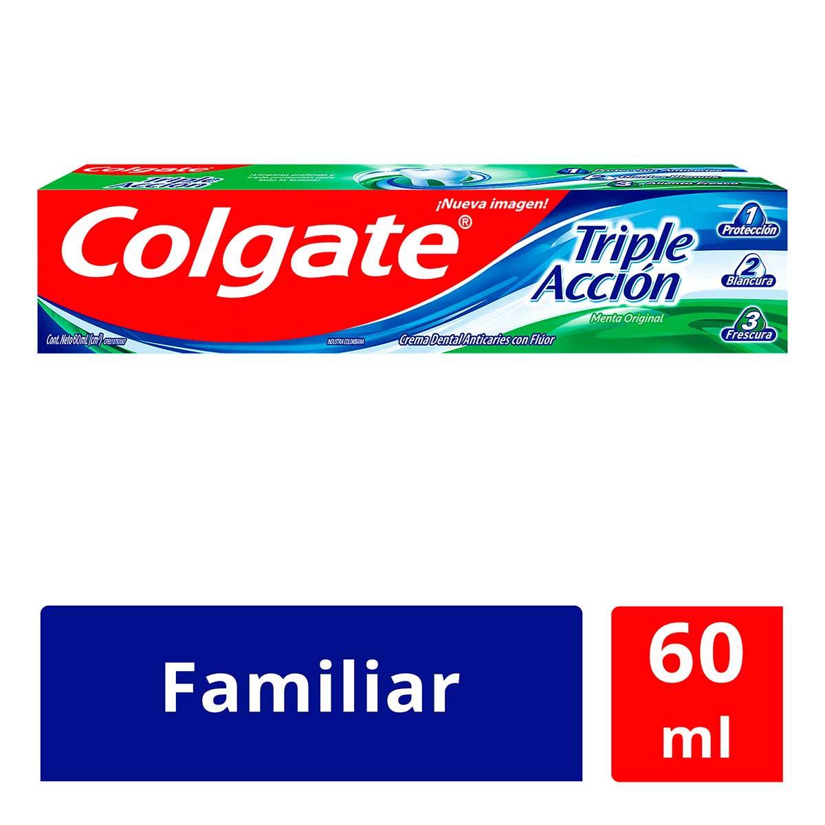 Crema Dental Colgate Triple Acción Menta Caja x 60 mL.