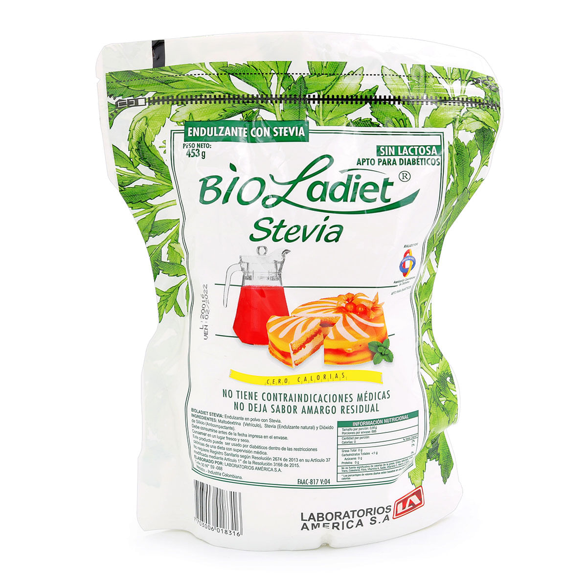 Endulzante Bío Ladiet Con Stevia Doypack X 453 G.
