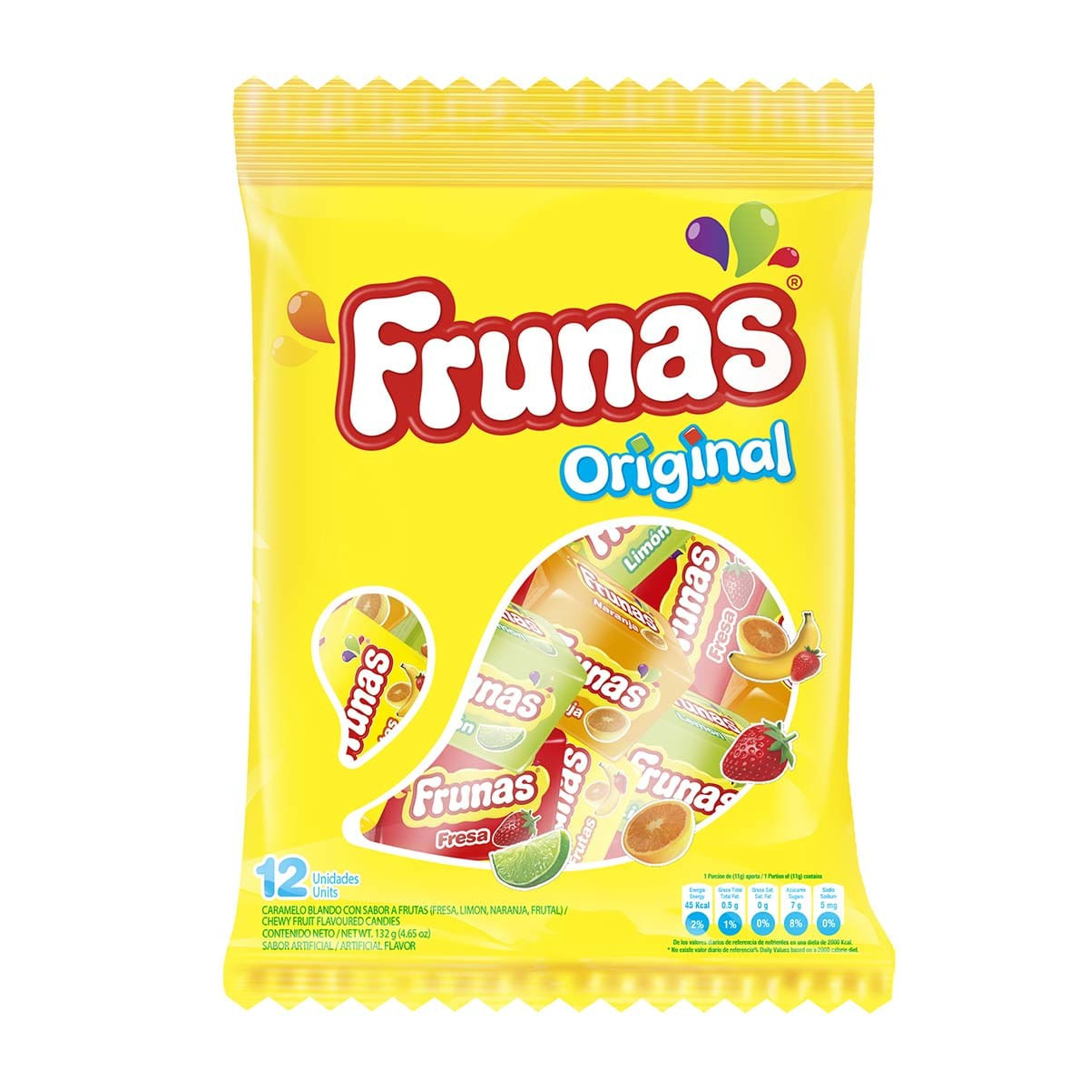 Caramelo Blando Frunas Original Surtidas Cubos Paquete X 165 G X 12 Uds.