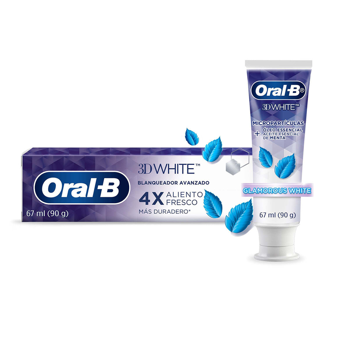 Pasta Dental Oral-B 3D White Glamorous Menta Tubo x 90 g.