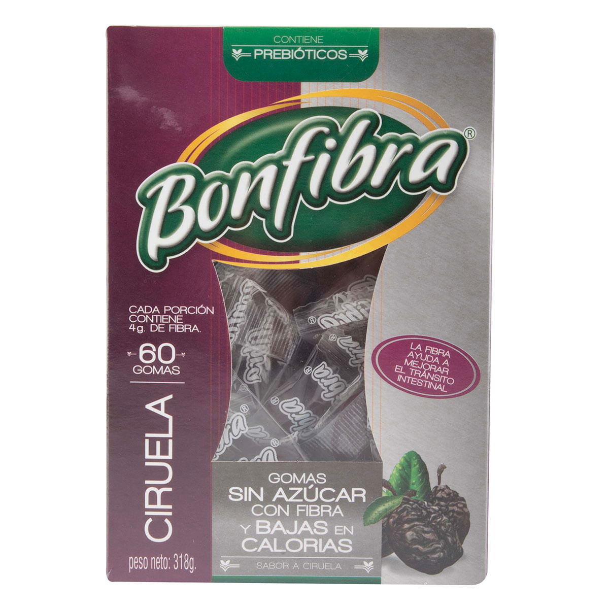 Gomas Bonfibra Ciruela Sin Azúcar Caja x 380 g x 60 Uds