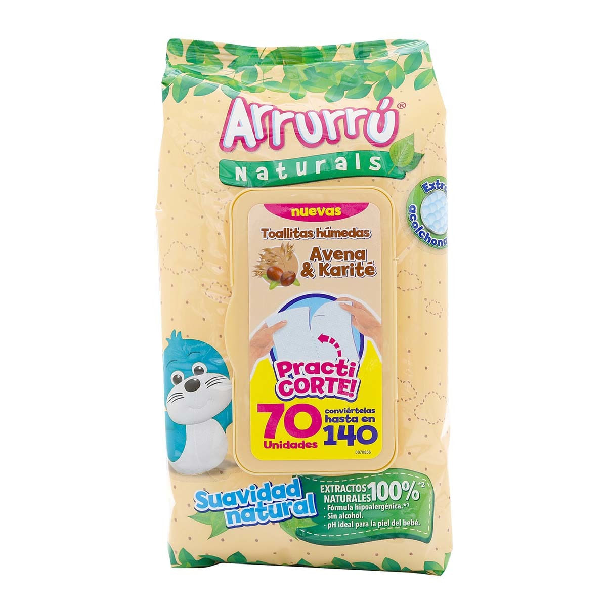 Toallitas Húmedas Arrurrú Naturals Avena & Karité Paquete x 70 Uds.
