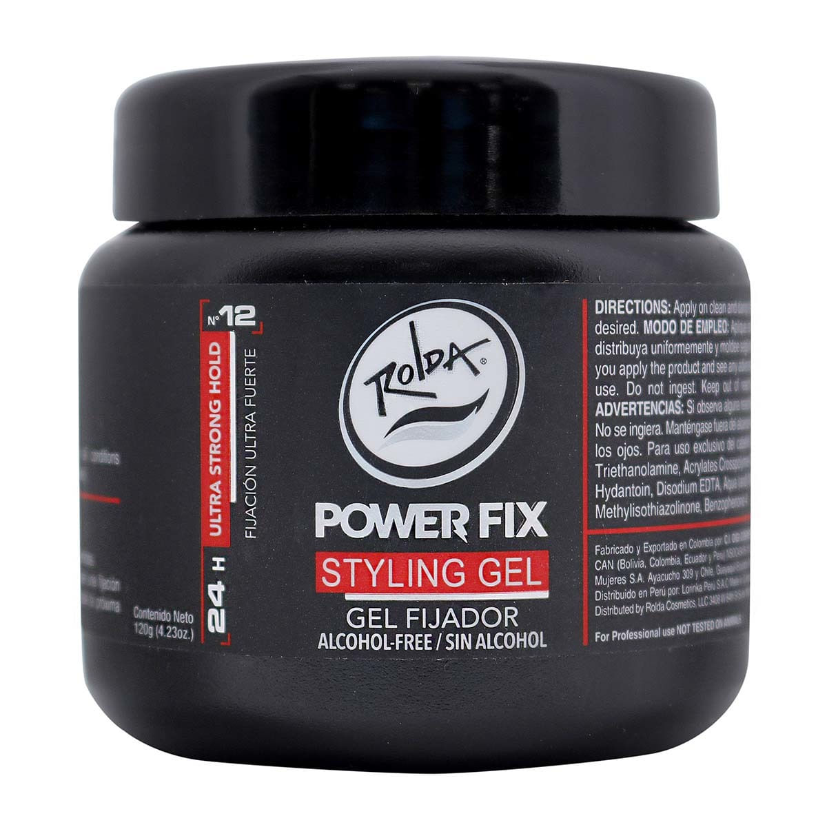 Gel Fijador Rolda Power Fix Fijación Ultra Fuerte Sin Alcohol Frasco x 120 g.