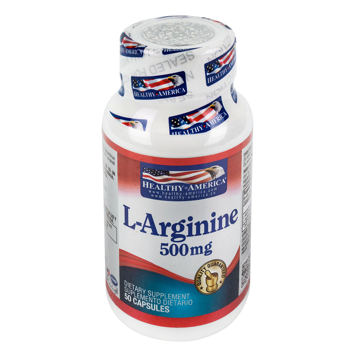 Suplemento Dietario L-Arginine 500 Mg Healthy America Frasco X 50 Cápsulas.