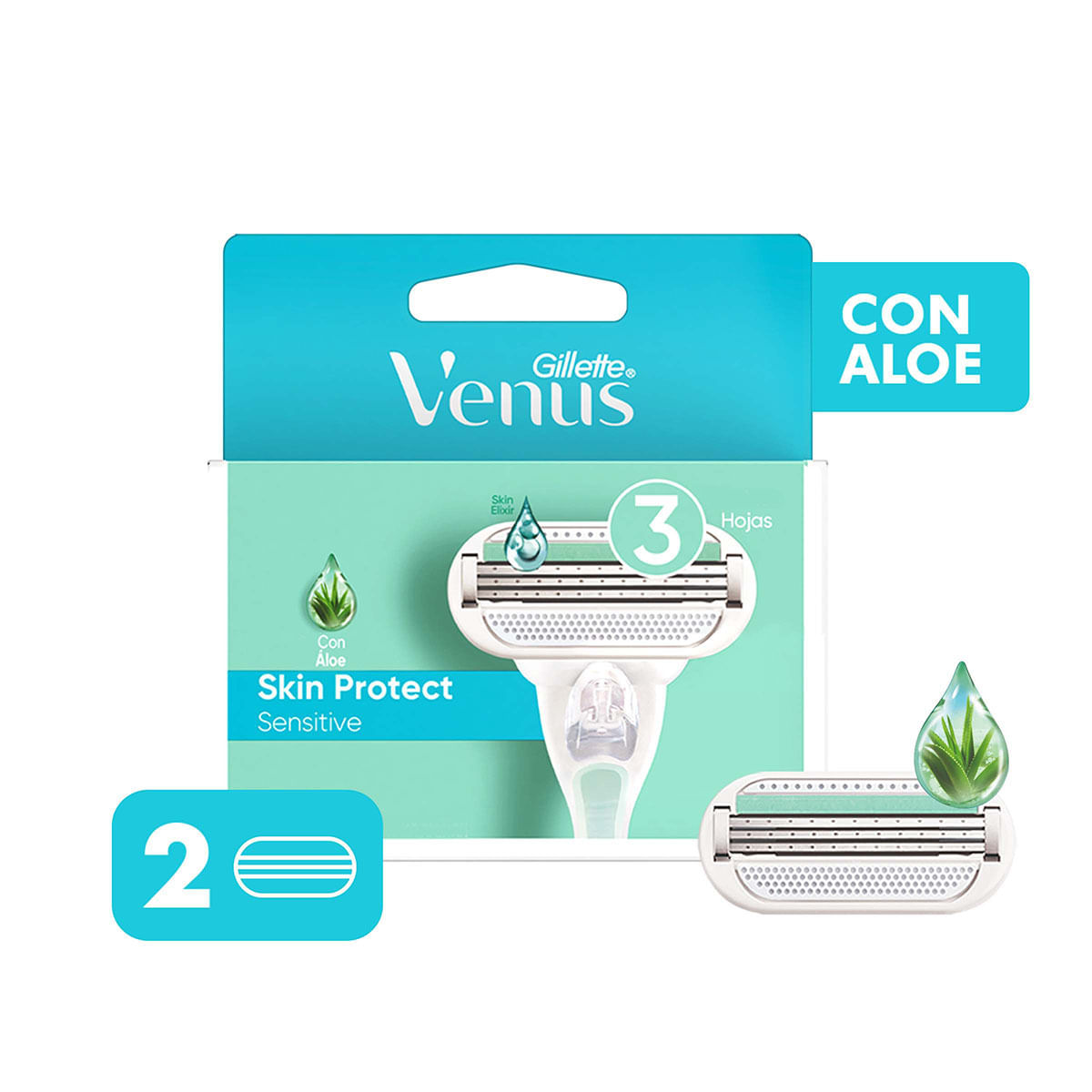 Cartuchos para Afeitar Gillette Venus Divine Sensitive 3 Hojas Caja x 2 Uds.