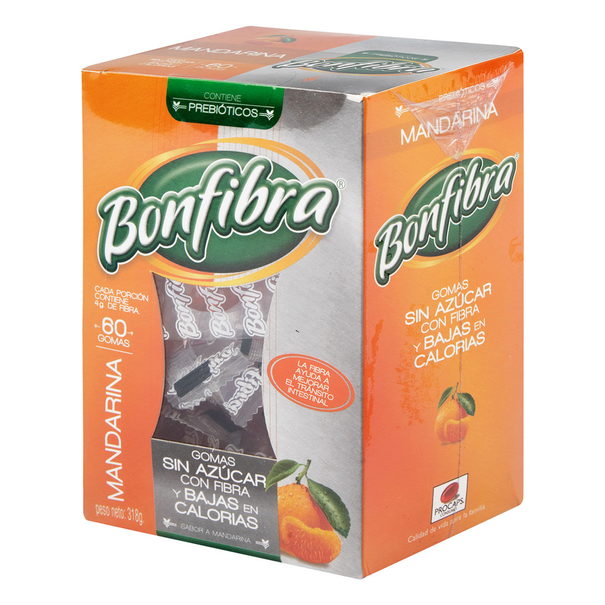 Gomas Bonfibra Mandarina Sin Azúcar Caja x 380 g x 60 Uds