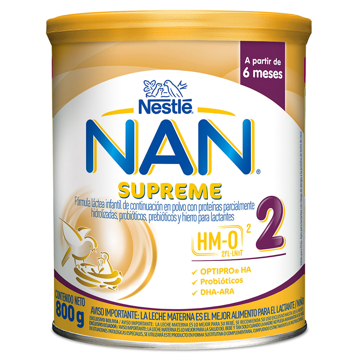Fórmula Láctea Nan Nestlé Supreme Hm-O 2 6 Meses Polvo Tarro X 800 G.