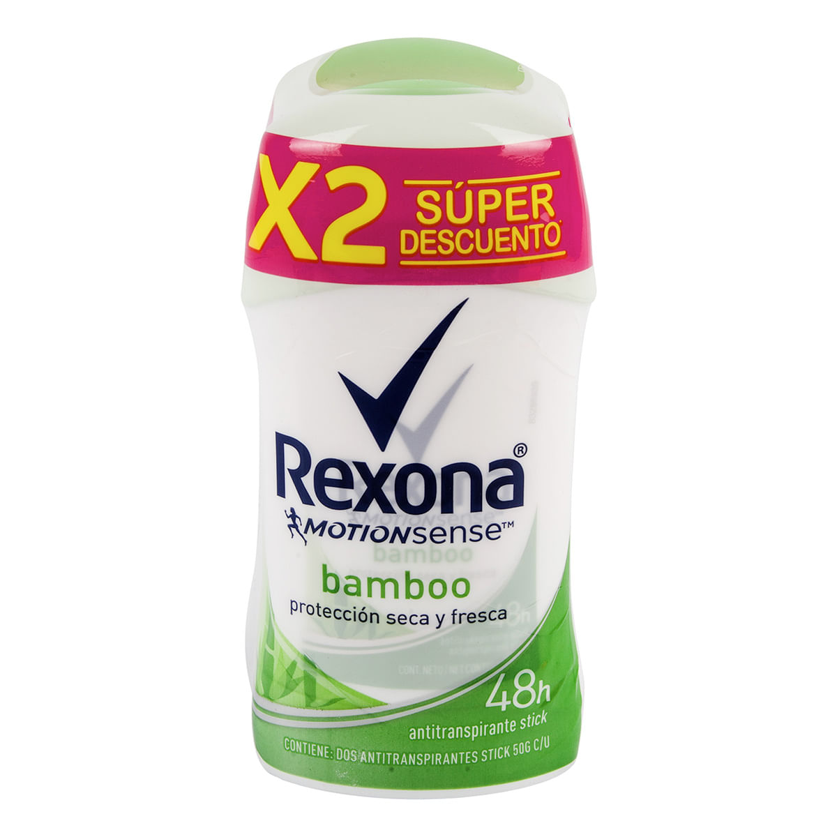 Antitranspirante Rexona Women Motionsense Bamboo Barra x 50 g x 2 Uds Súper Descuento.