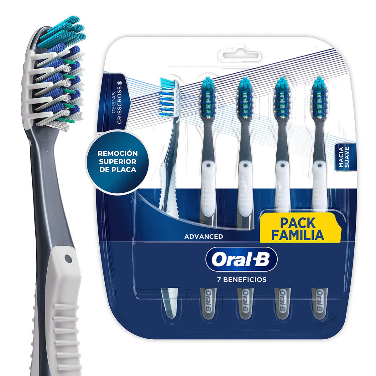 Cepillo Dental Oral-B 7 Beneficios Blister x 5 Uds Empaque Económico.