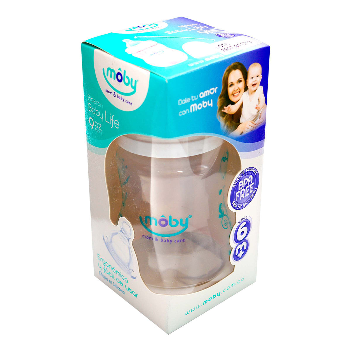 Biberón Baby Life Moby sin Manijas 9 Onzas x 1 ud.